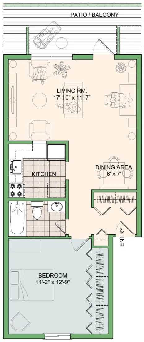 One Bed Floor Plan